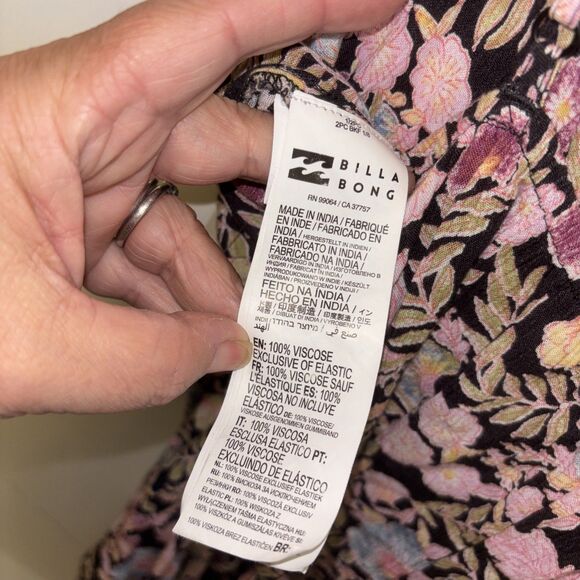 Billabong Sun Chaser Mini Slip Dress Women L Coastal Beachy New Straps Boho Tie - Picture 7 of 10